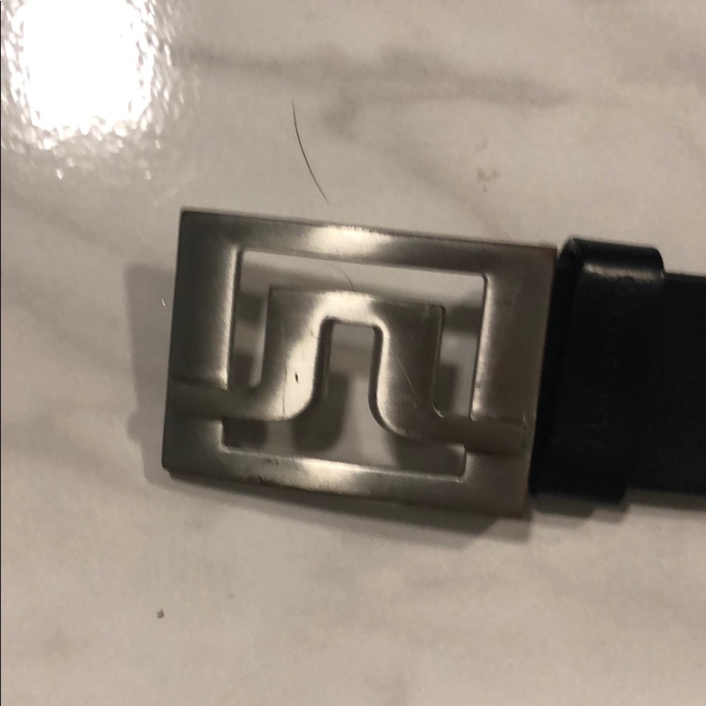 Black leather JL belt